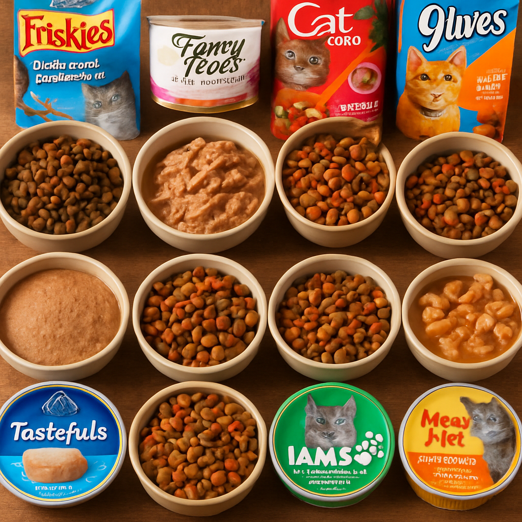 Assorted cat food options